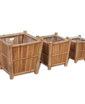 vidaXL plantekasse bambus med nylonforing 3 stk.